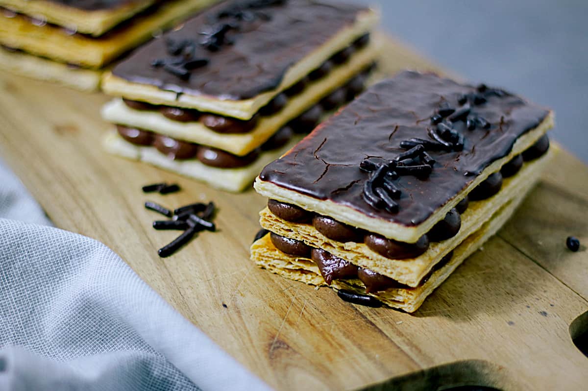 Mille feuilles with chestnut cream and chocolate