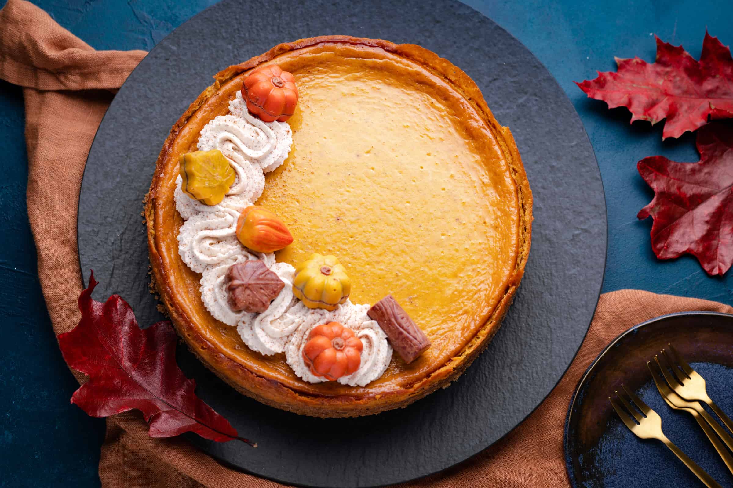 Pumpkin cheesecake with orange caramel