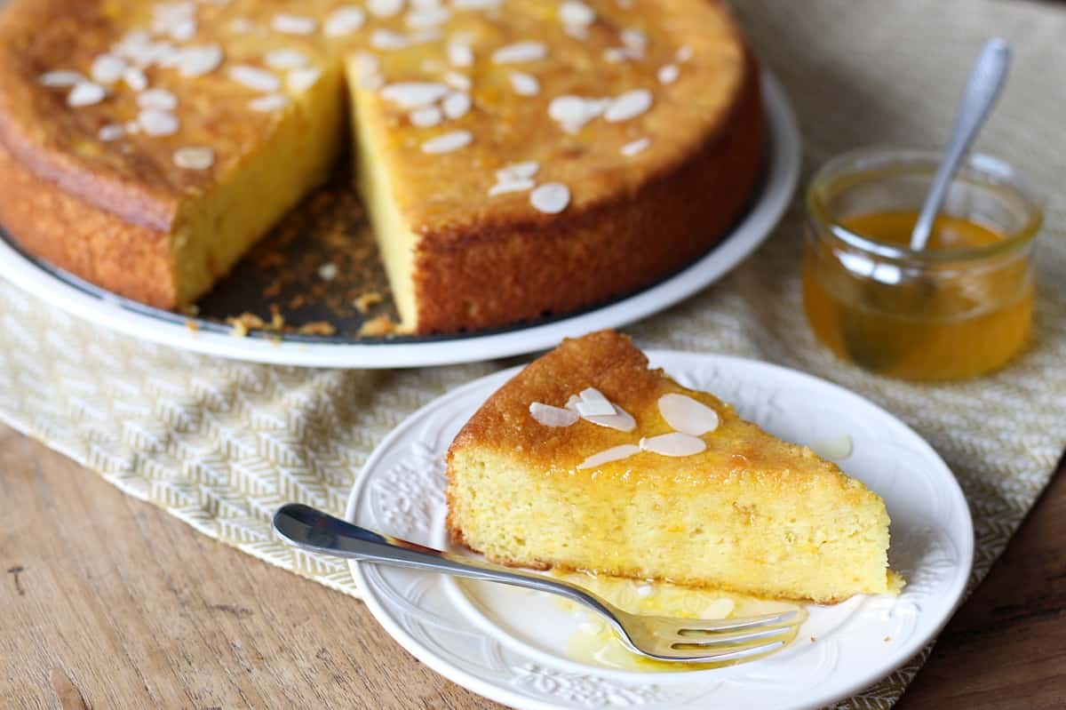 Orange almond cake with Cointreau syrup